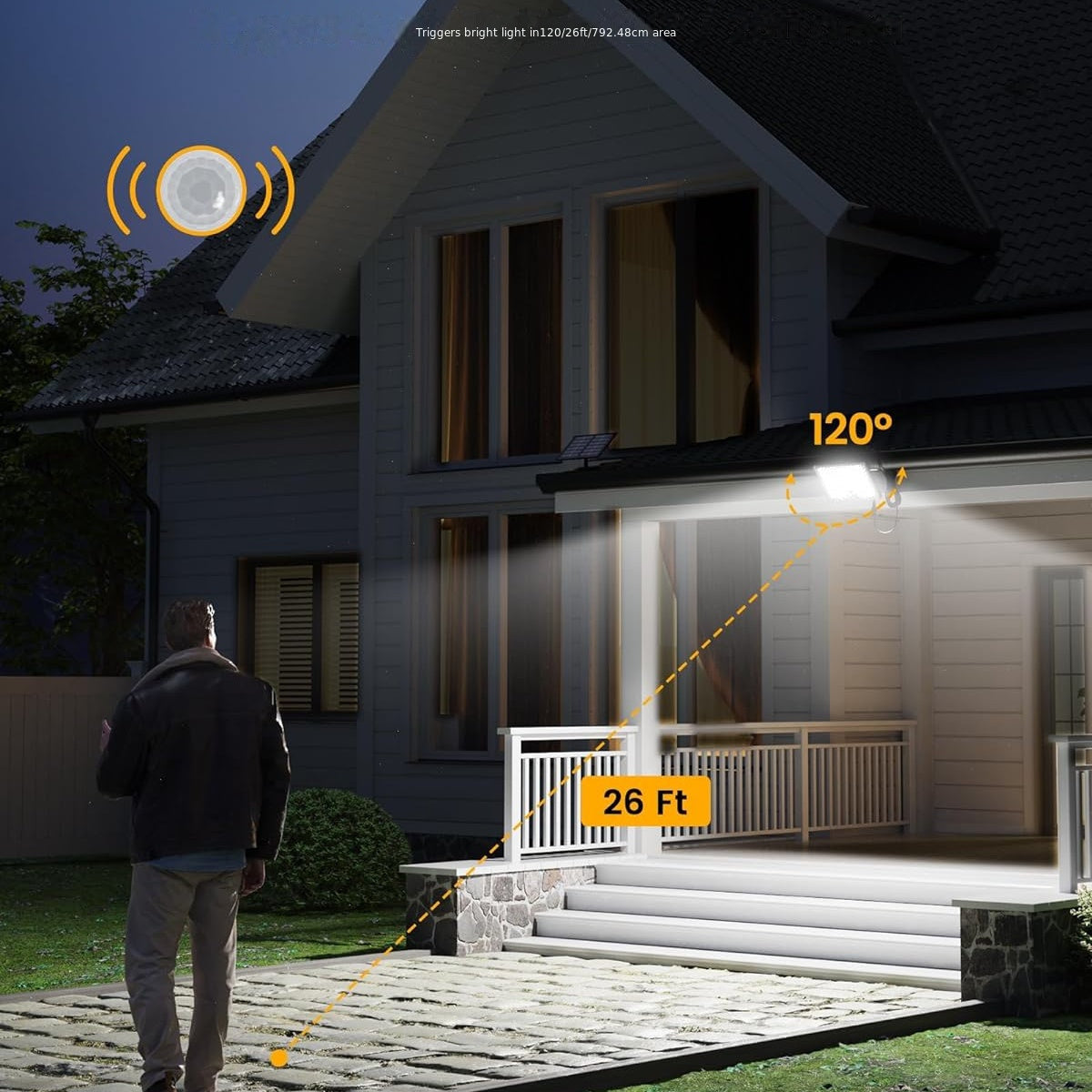 SUPERDANNY 1/2/4 Pack 16ft Cable Solar Outside Lights With 113 Bright LEDs 9000K, Waterproof, Motion Sensor Outdoor Flood Lights Dusk To Dawn, Security Light For Garden Barn Porch For School, Street Lights