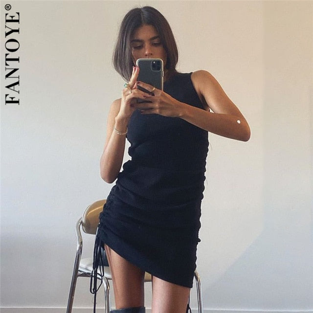 Women Sleeveless Elastic Mini Dress