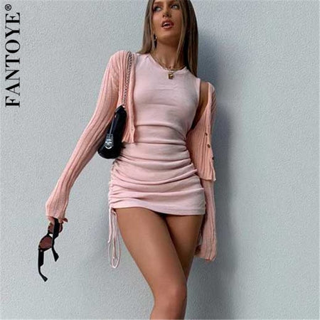 Women Sleeveless Elastic Mini Dress