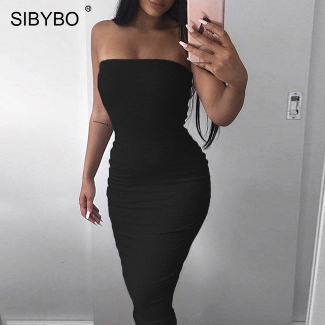 Off Shoulder Strapless Sexy Women Dress