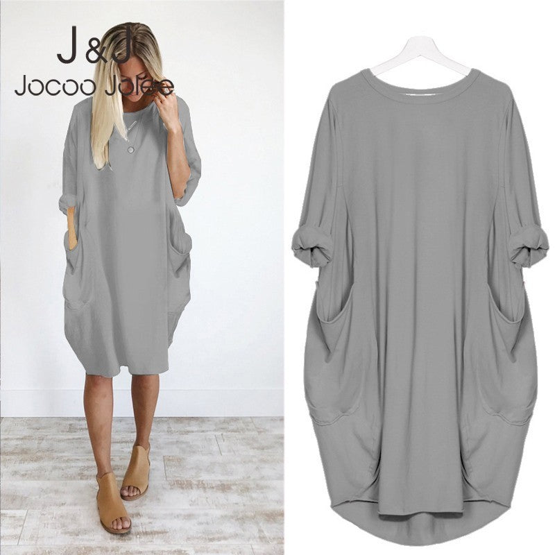 Women Casual Loose Dress with Pocket