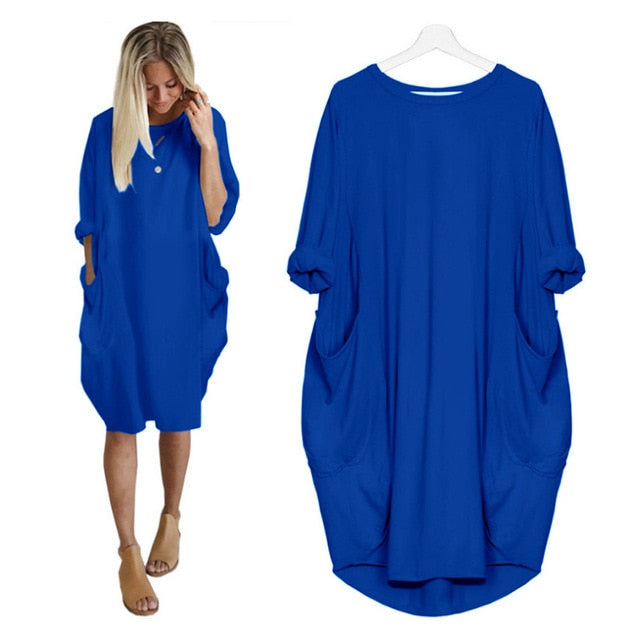 Women Casual Loose Dress with Pocket