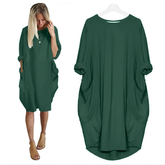 Women Casual Loose Dress with Pocket