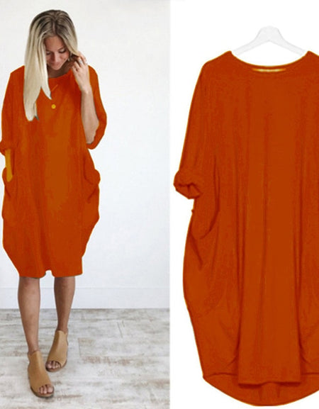 Women Casual Loose Dress with Pocket