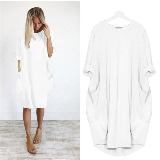 Women Casual Loose Dress with Pocket