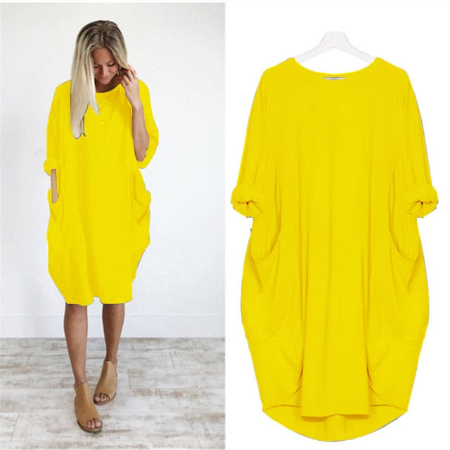 Women Casual Loose Dress with Pocket
