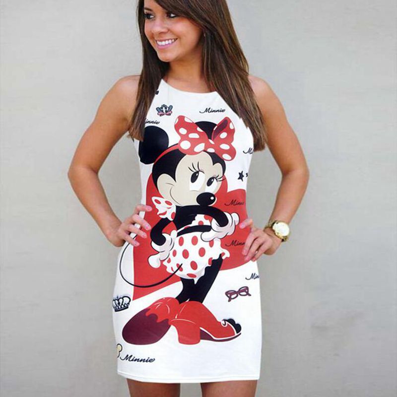 Fashion Women Cute Cartoon Printed  Summer Dress