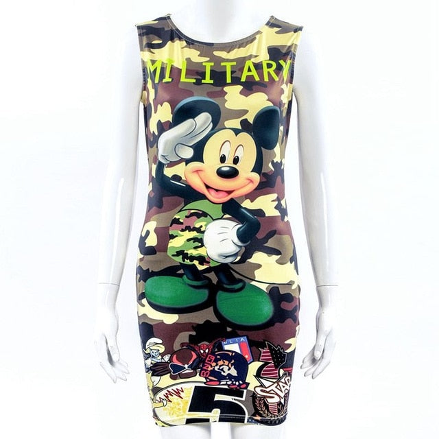 Fashion Women Cute Cartoon Printed  Summer Dress